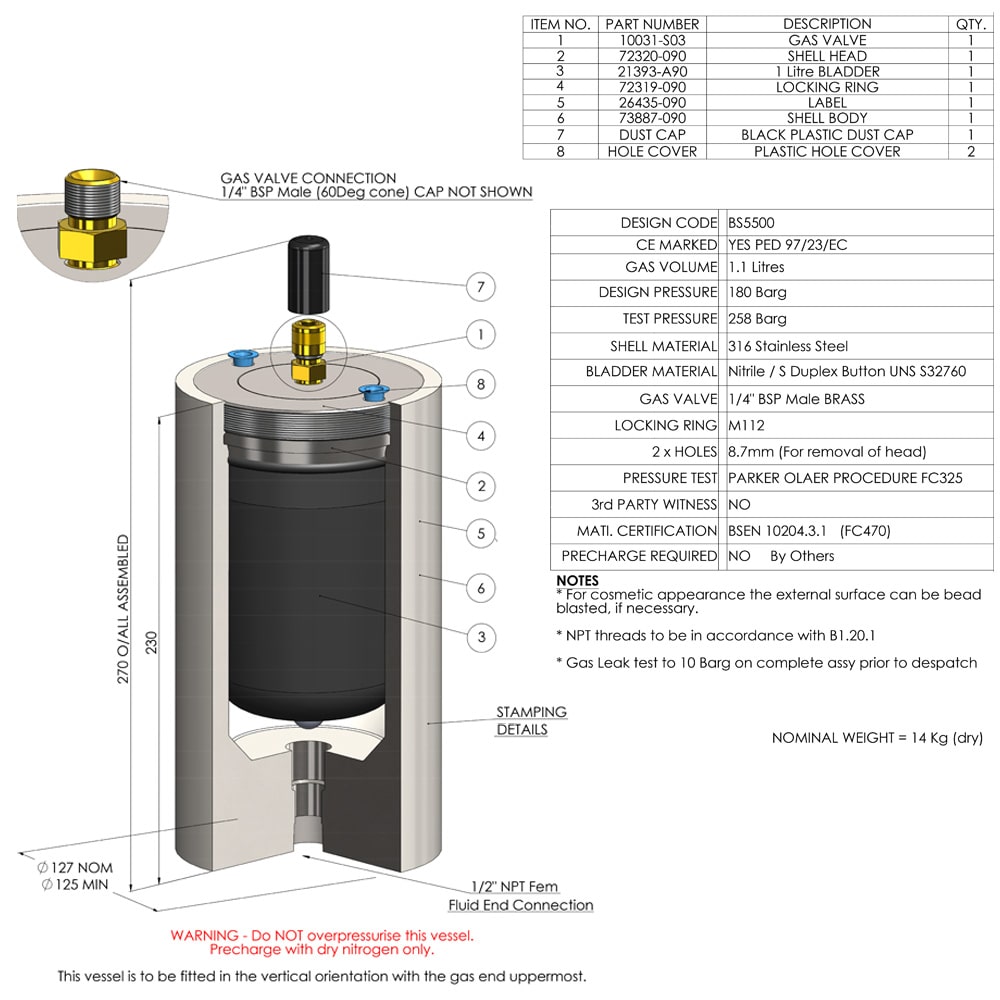 APD100-0-0005 - Pulsation Dampers (APD, BPD, CPD, DPD) | Thailand